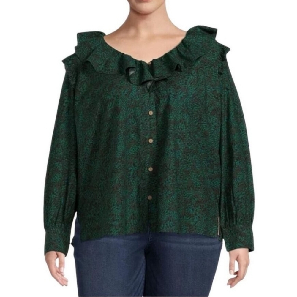 Terra & Sky ruffle blouse size 1X